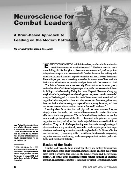 Neuroscience for Combat Leaders: A Brain-Based Approach to Leading on the Modern Battlefield