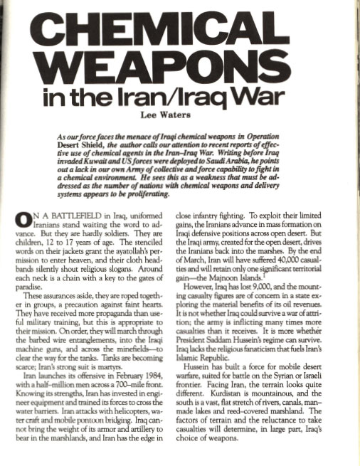 Chemical Weapons in the Iran/Iraq War