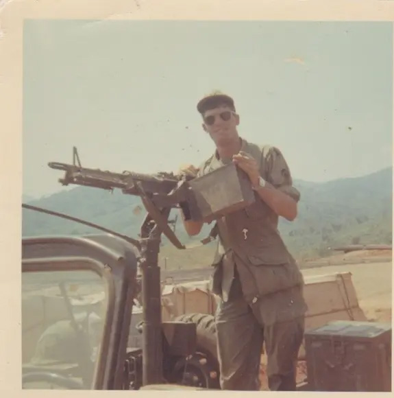 Cappy poses with the M-60 machine gun in Vietnam circa 1969