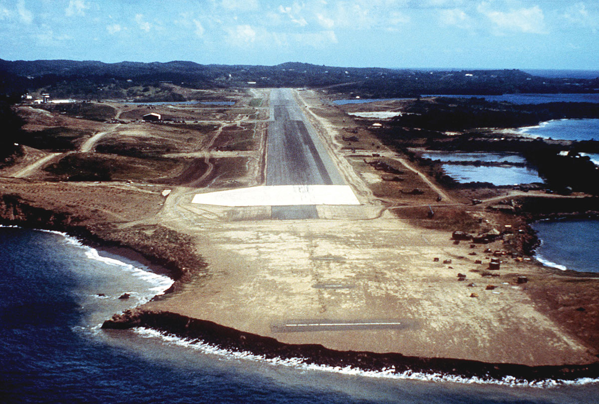 The approach to Point Salines Airport, Grenada, in October 1983 during Operation Urgent Fury