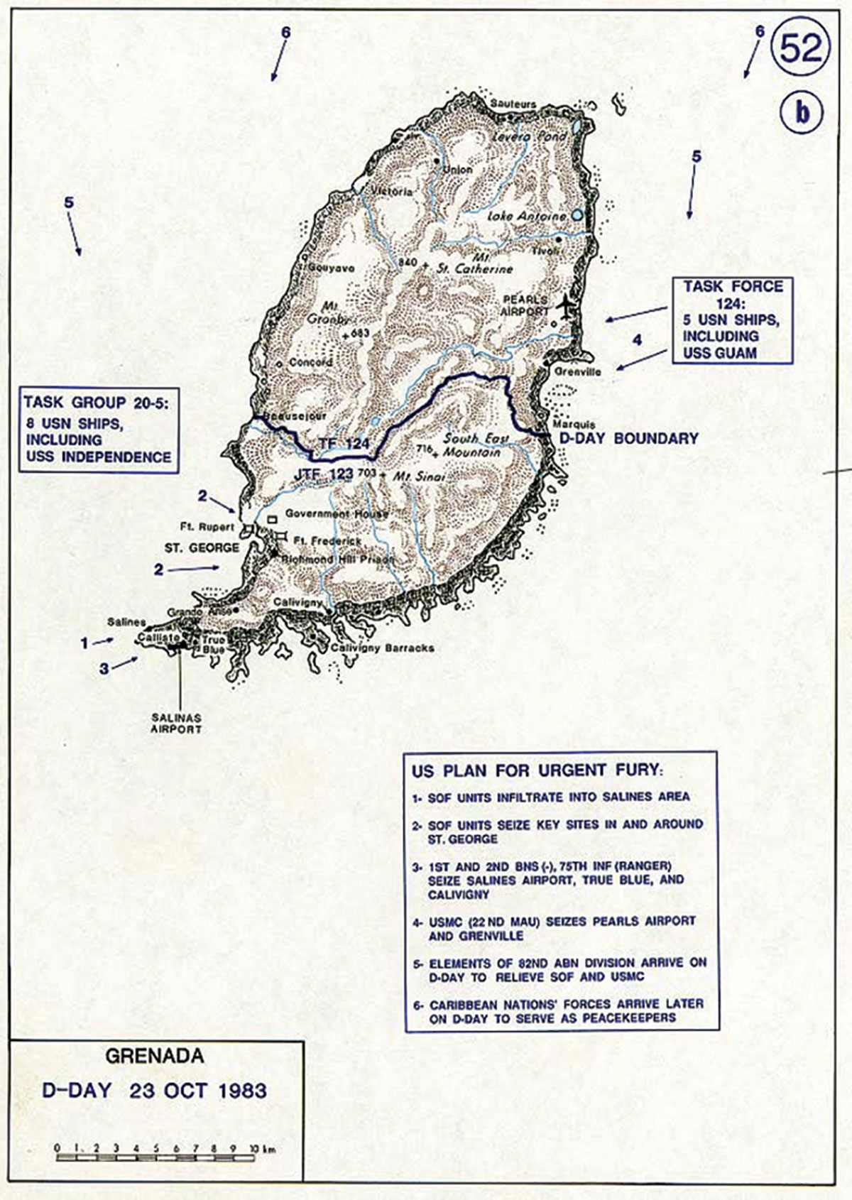 The U.S. plan for Urgent Fury in Grenada, 1983.