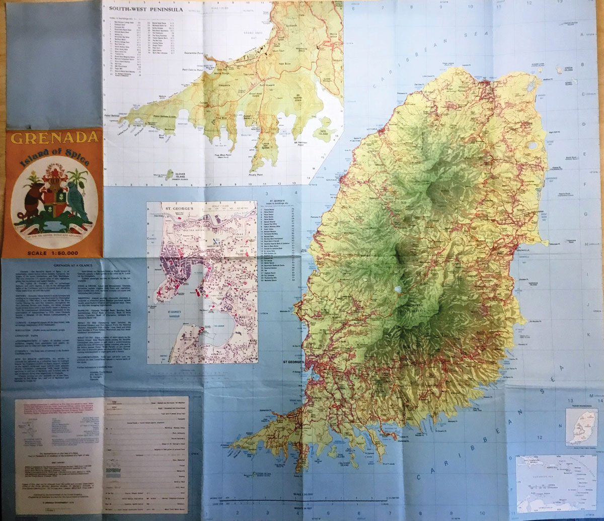 A copy of the tourist map that was issued to soldiers in Grenada