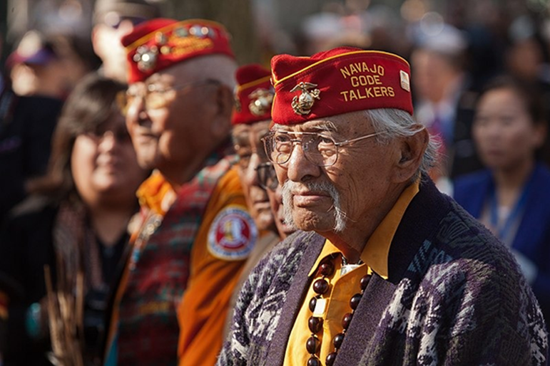 A World War II Navajo code talker veteran watches the opening ceremony for the 93rd Anniversary of The New York City Veterans Day Parade in 2012, Nov. 11.