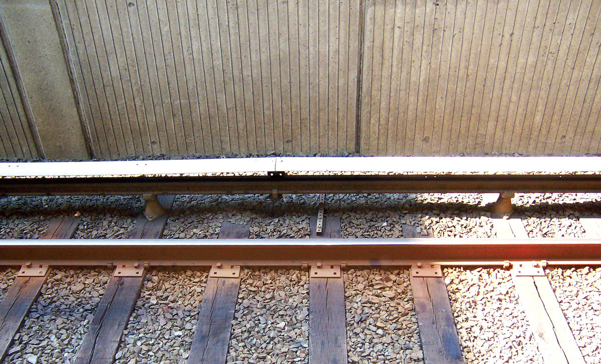 The third rail at the West Falls Church Metro stop