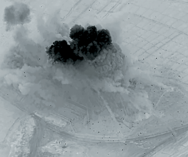 A U.S. Air Force A-10 strikes a Taliban narcotics facility 3 April 2018