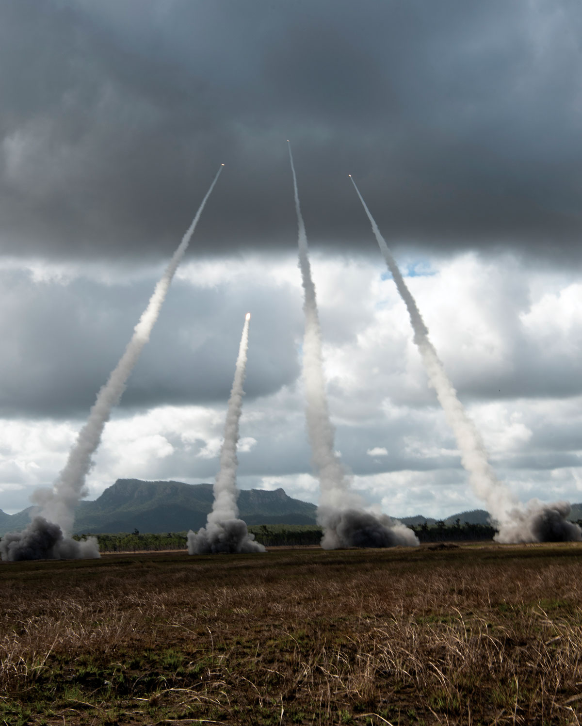 Rockets launch for a live-fire demonstration