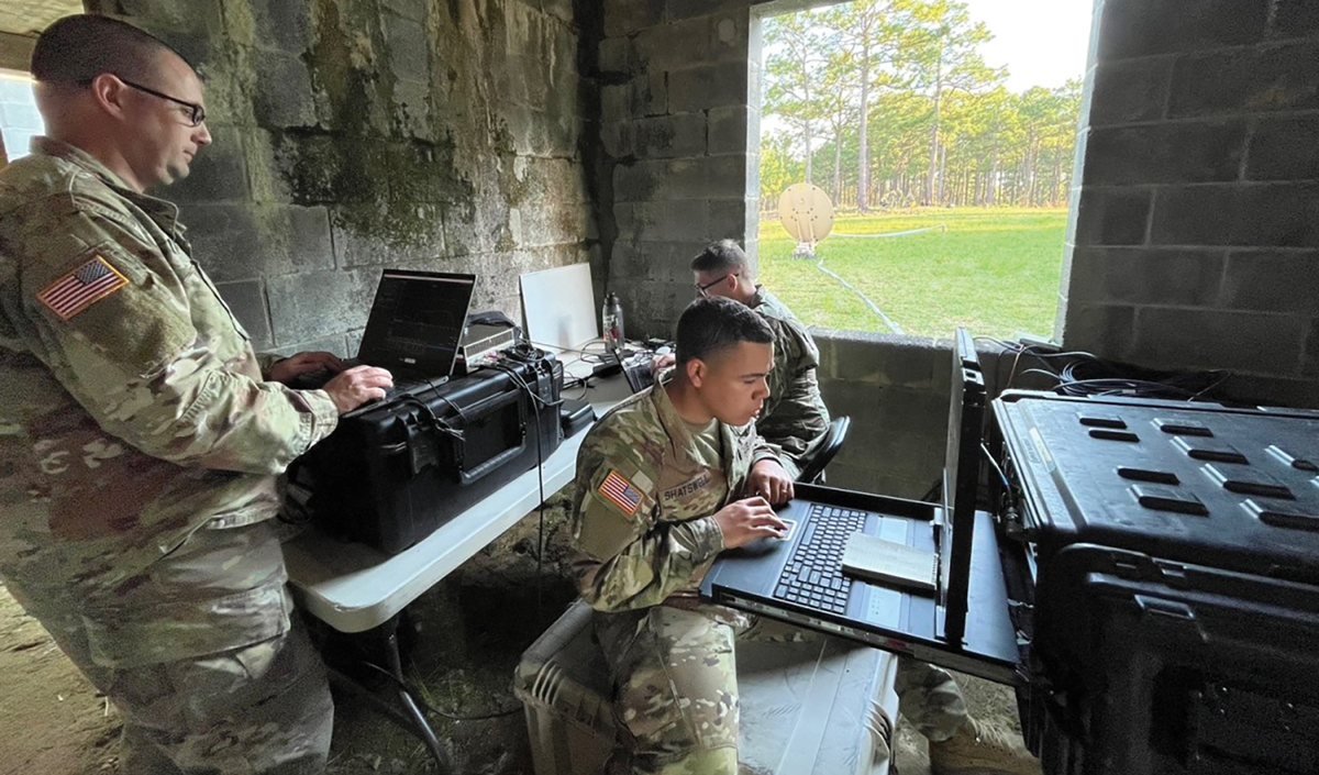 Depa1st Space Brigade’s Chief Warrant Officer 2 Robert Wyman, Cpl. Terrence Shatswell, and Staff Sgt. Robert Harris