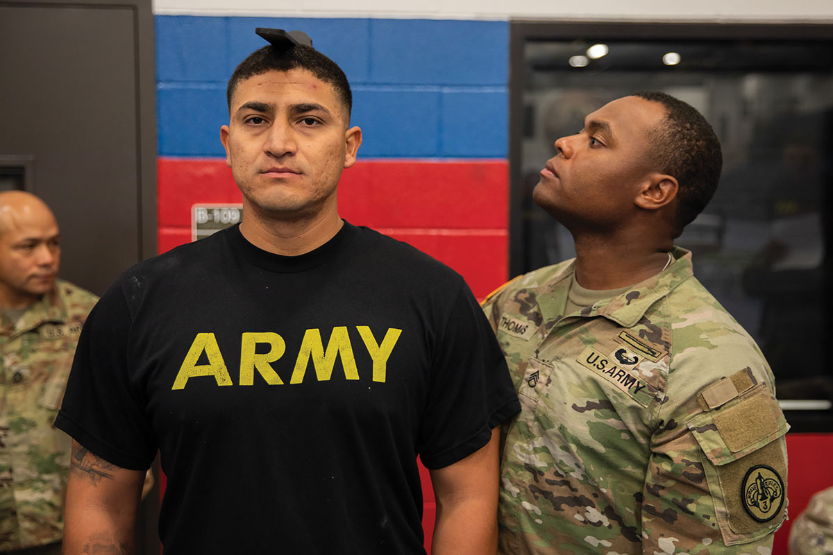 gt. Daniel Ochoa, a wheeled vehicle mechanic assigned to 1916th Support Battalion, Fort Irwin, California, gets his height measured during a weigh-in for the U.S. Army Forces Command Best Squad Competition at Fort Hood, Texas, 13 August 2022. Adequate sleep is essential for maintaining a healthy weight as it is crucial in regulating appetite and metabolism
