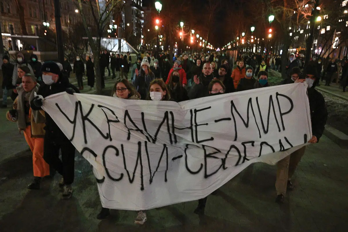 Red is dead: Russian anti-war protesters fly a new flag for peace, Russia