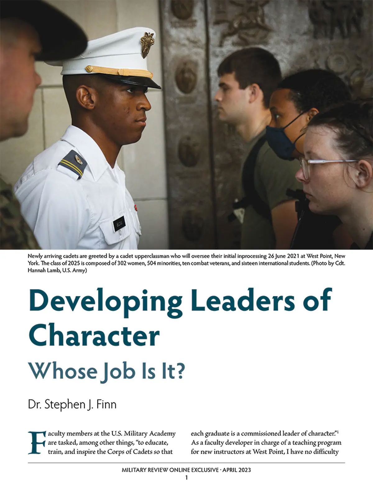 Dr. Stephen J. Finn’s Developing Leaders of Character