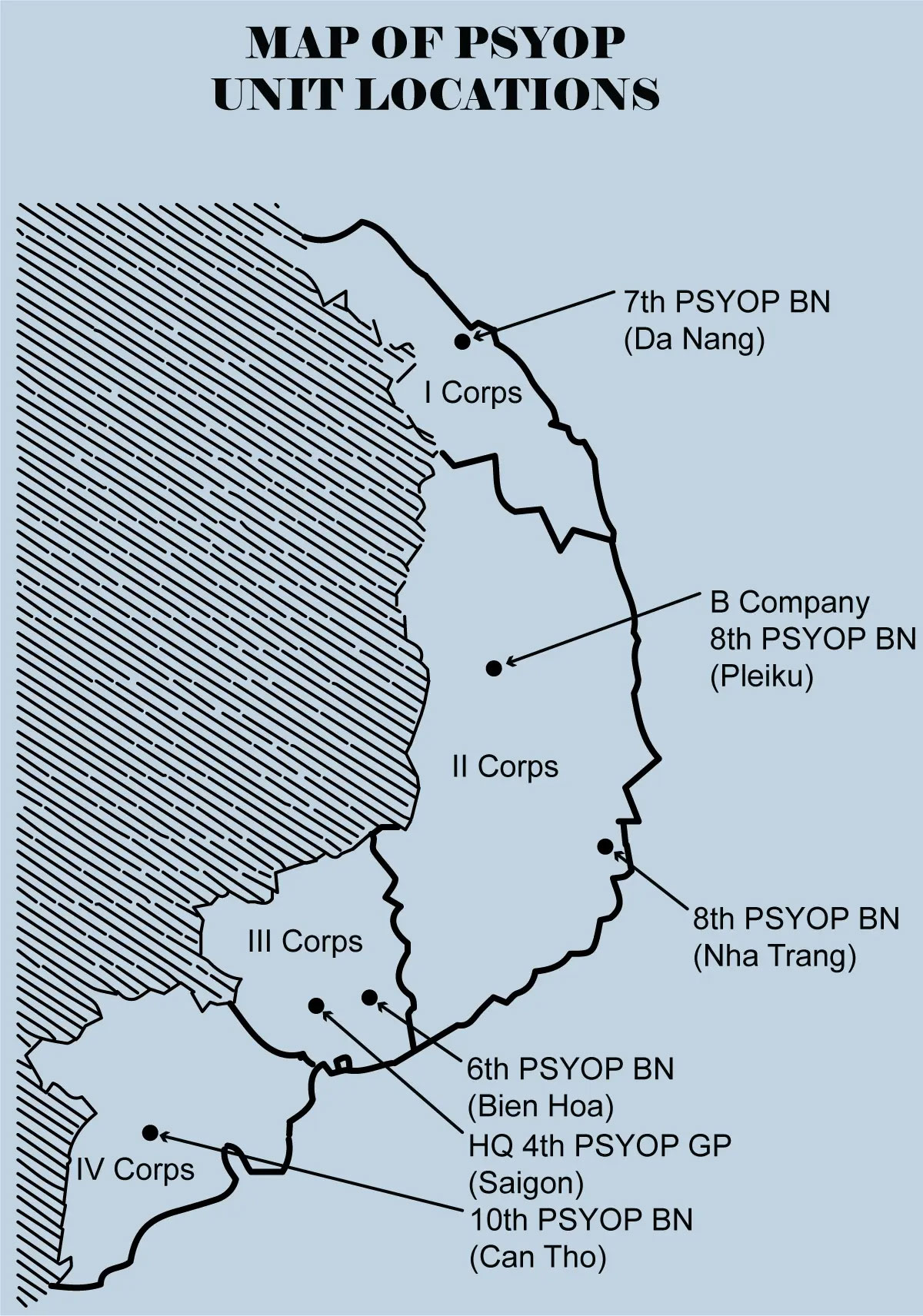 The location of principal U.S. psychological operations