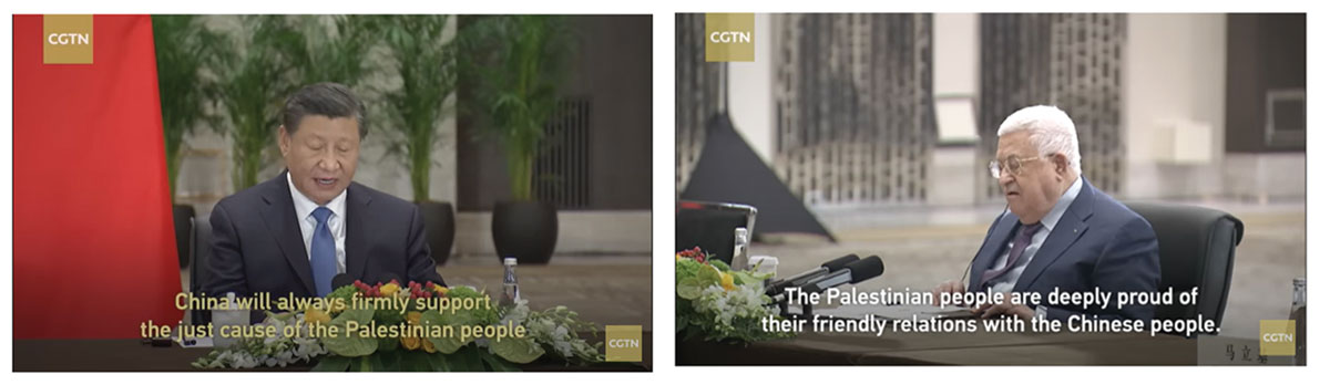China’s President Xi Jinping left and Mahmoud Abbas, president of Palestine and the Palestinian National Authority