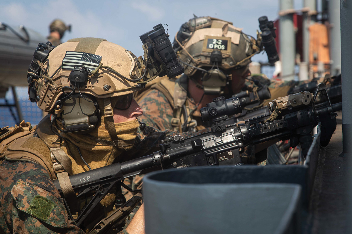 Marines with the Maritime Raid Force, 31st Marine Expeditionary Unit