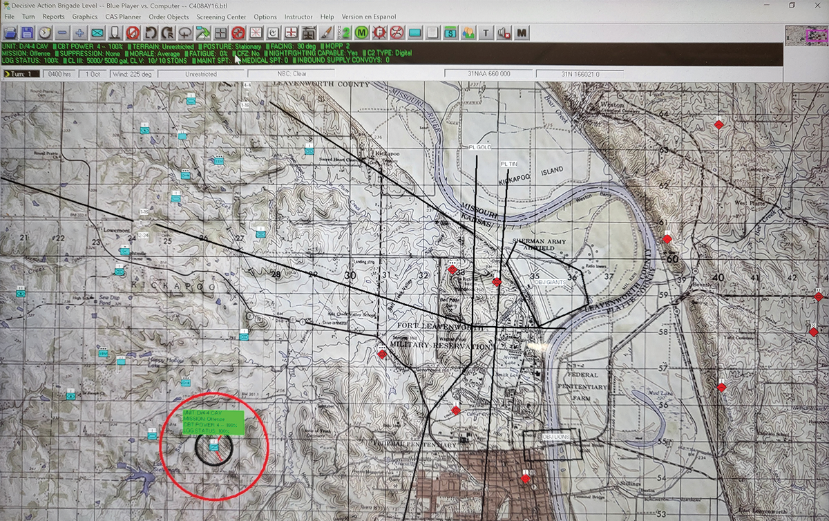 The first phase of a wargaming exercise conducted by U.S. Army and Brazilian army student officers in May–June 2023 was based on commercial simulation software Decisive Action