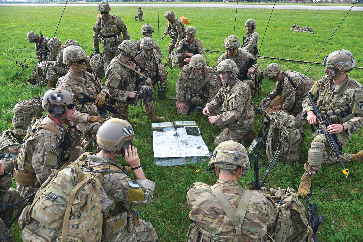 Soldiers conduct a mission briefing