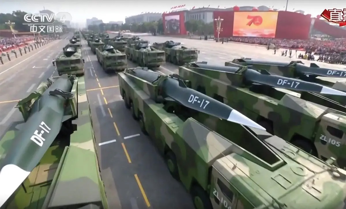 China’s DF-17 missiles carrying DF-ZF hypersonic glide vehicles