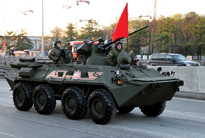 A modernized BTR-82A armored personnel carrier with 30 mm cannon