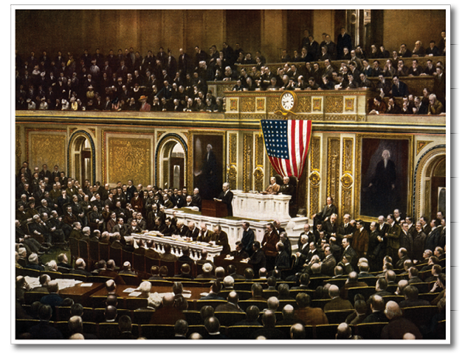 President Woodrow Wilson asks Congress to declare war on Germany 2 April 1917, causing the United States to enter World War I. (Photo courtesy of the Library of Congress)