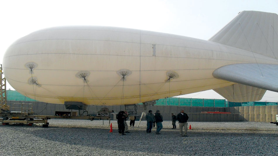 An Afghan National Army aerostat balloon prepares to deploy 28 January 2015 at the Afghan Intelligence Training Center in Sia Sang, Afghanistan. (Photo courtesy of Combat Information Center, New Kabul Compound, Afghanistan)