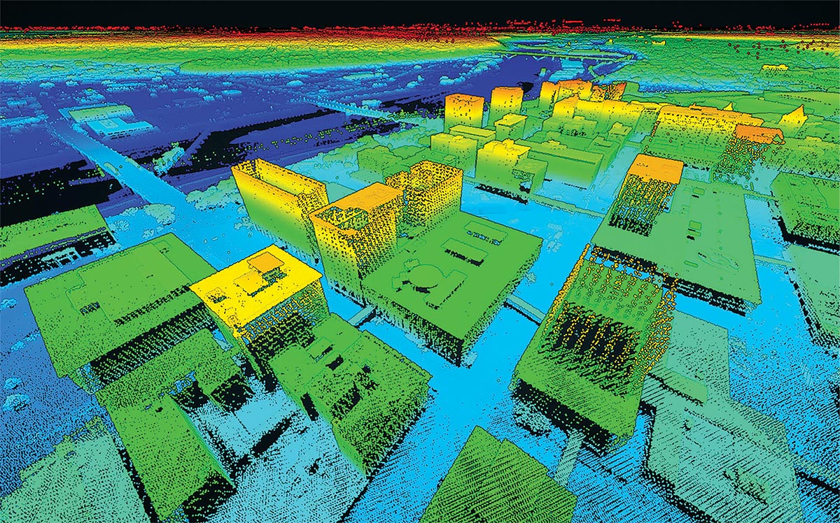 This information architecture represents a high-density point cloud, viewed obliquely.