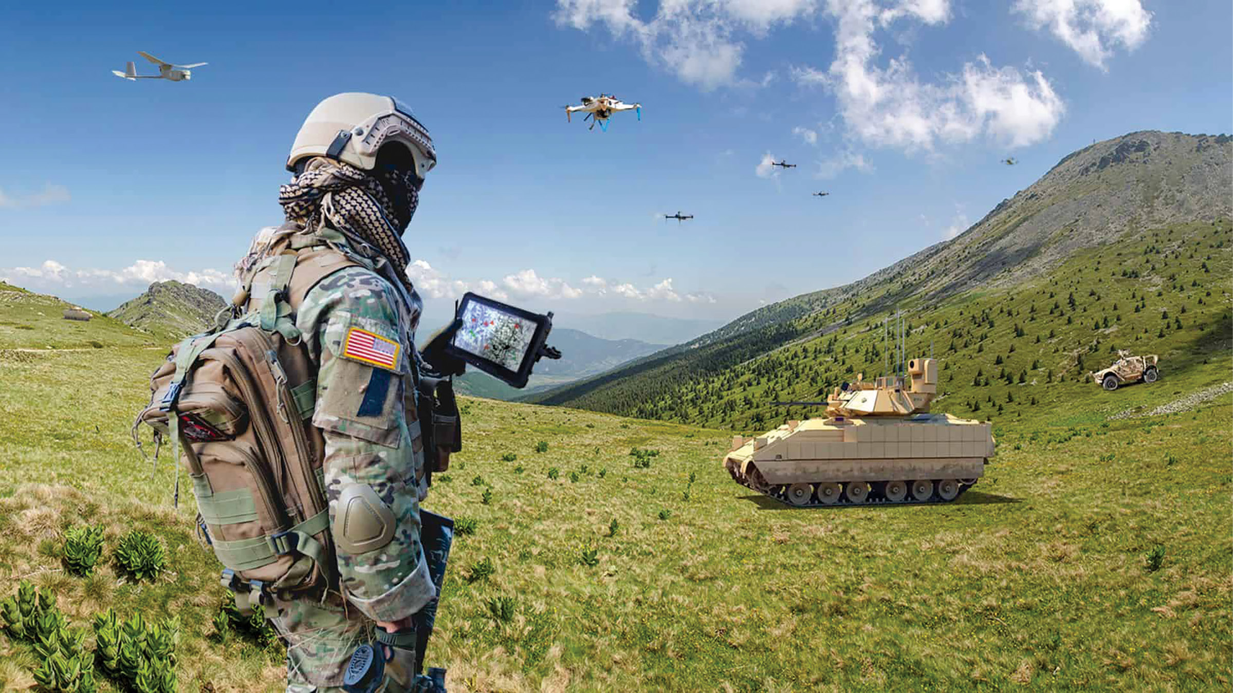 The Smart Targeting Environment for Lower Level Assets program (concept shown here) will enable soldiers to operationalize robotics to rapidly employ, build, and share target data in multi-domain operations.