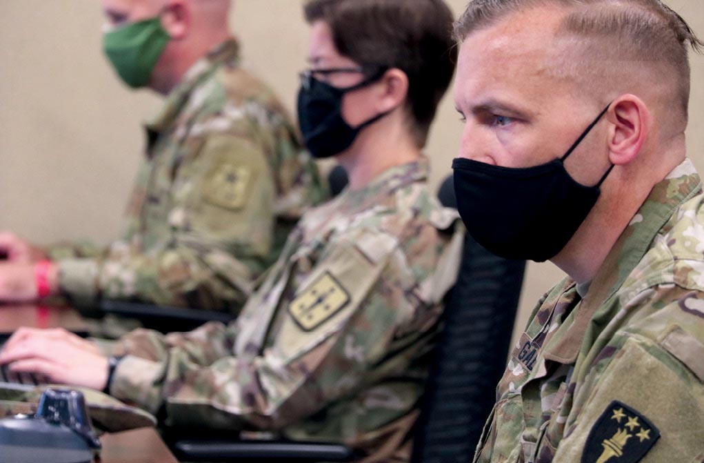 Participants prepare to take a computer-based psychometric assessment 12 September 2020 during the Army’s first Colonels Command Assessment Program at Fort Knox, Kentucky.