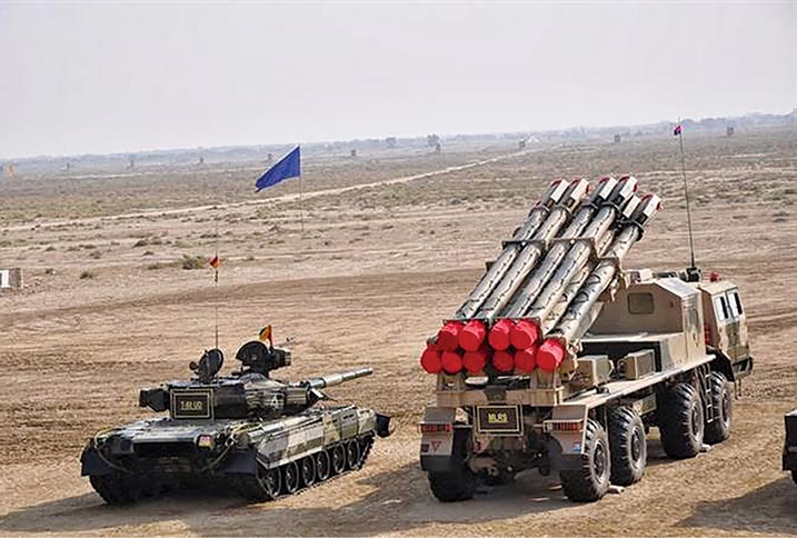 The Pakistani army tests Chinese-made weapon systems including the A-100 Multiple Barrel Rocket Launcher, the SLC-2 weapons locating radar, and VT-4 tanks during military exercise Azm-E-Nau in 2009.