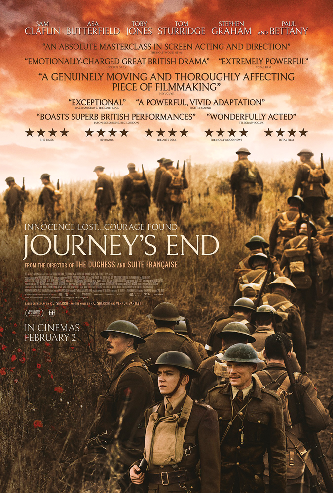 Alguns filmes de Hollywood, como Journey’s End, sobre a Primeira Guerra Mundial, oferecem excelentes lições para os comandantes. Quando aliados à leitura de análises históricas, esses filmes oferecem uma abordagem multimídia especial na esfera do autoaperfeiçoamento, fazendo com que se aprenda a pensar acima do nível tático. (Uso da imagem autorizado por Fluidity Films/Lionsgate)