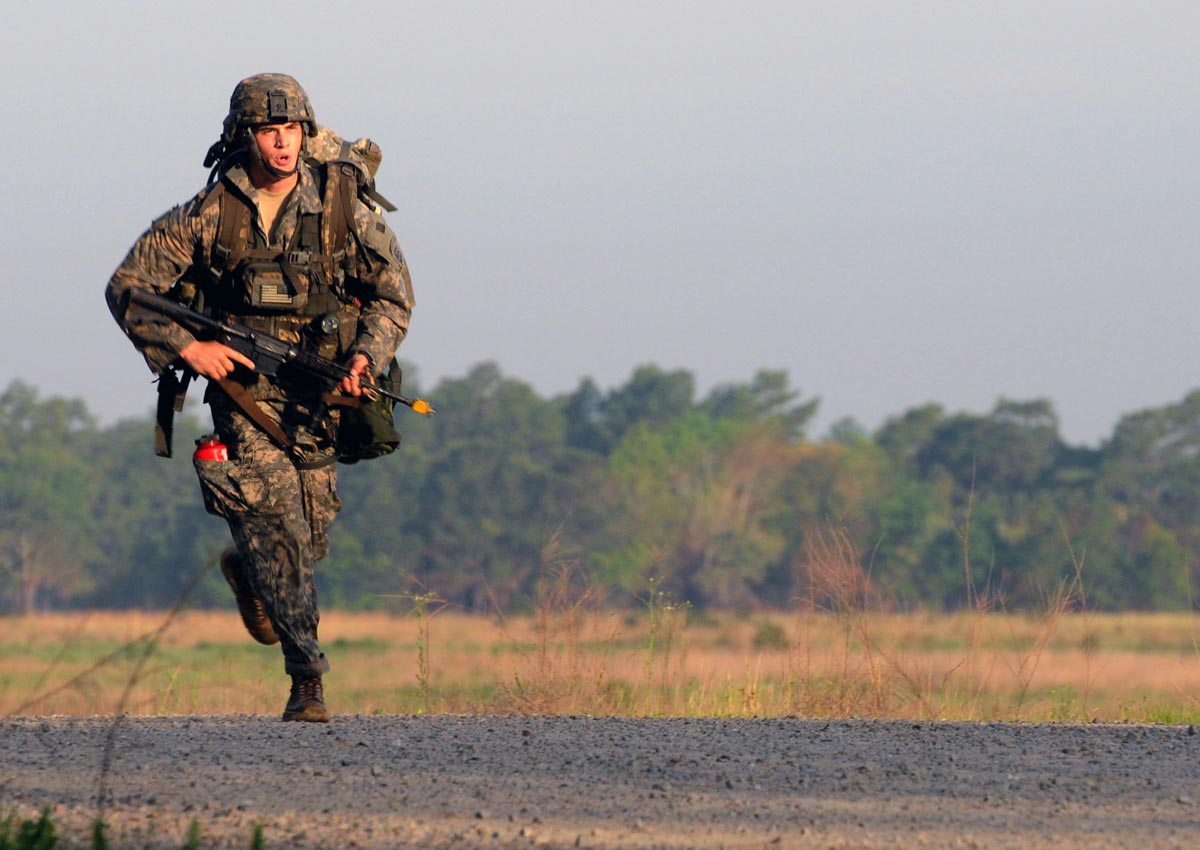 A paratrooper with the 82nd Airborne Division