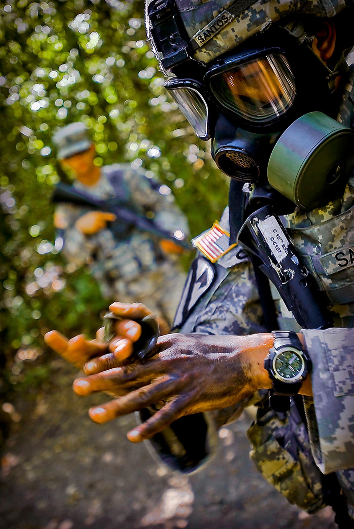 simulates chemical decontamination of exposed skin during testing