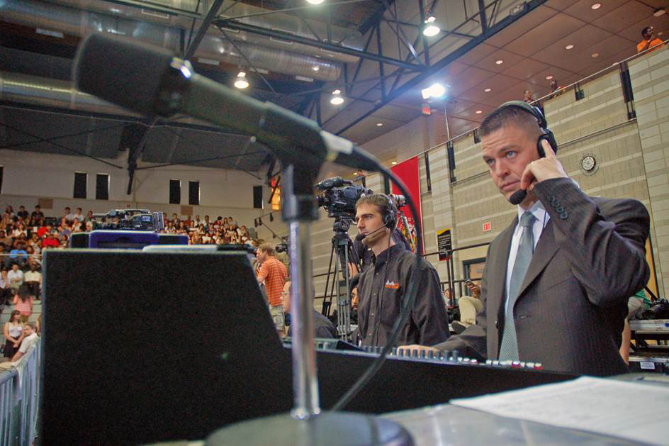 A WHCA NCO monitors sound equipment during an event. WHCA Visual Information Command personnel are responsible for all video and sound during events featuring the president, vice president and first lady. (Photo courtesy of WHCA)