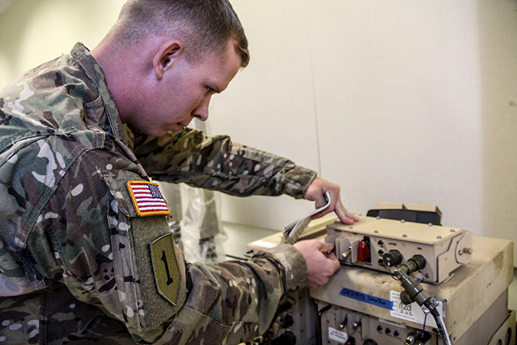 Sgt. Jacob Butcher during the testing portion of the Counter Radio-Controlled IED Electronic Warfare Specialist Certification