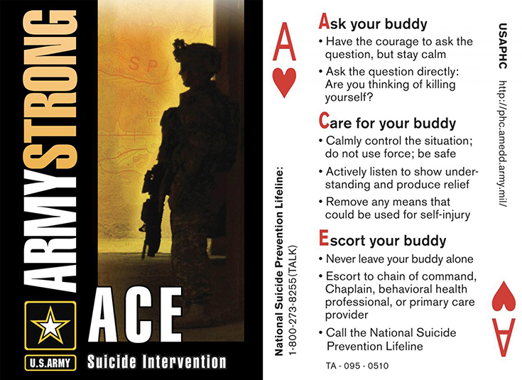 The Army Ask Care Escort (ACE) Suicide Intervention Training Program was developed by U.S. Army Public Health Command