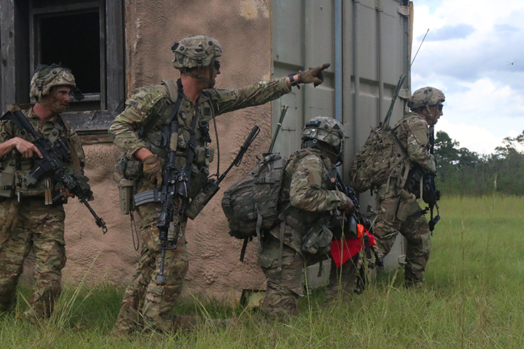 A U.S. Army squad leader with 4th Infantry Brigade Combat Team (Airborne)