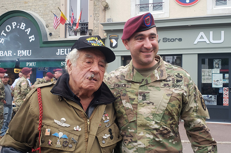 Master Sgt. Fenrick (right) and Vincent Esperanza (left), a WWII veteran