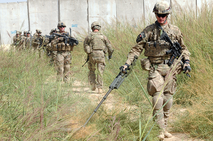 Soldiers from 3rd Stryker Brigade, 2nd Infantry Division, demonstrate mine sweeping at Forward Operating Base Zangabad, Afghanistan, Sept. 18, 2012