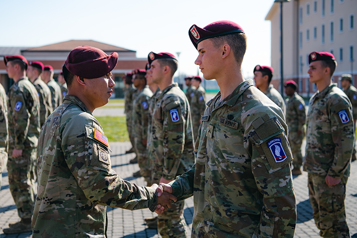U.S. Army paratroopers are inducted into the 173rd Airborne Brigade