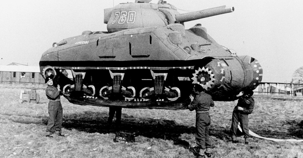An inflatable tank used by the Ghost Army during World War II. (Photo courtesy of National Archives)