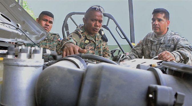 Sgt. 1st Class Leobardo Nuno, right, TAFT Panama’s maintenance NCO