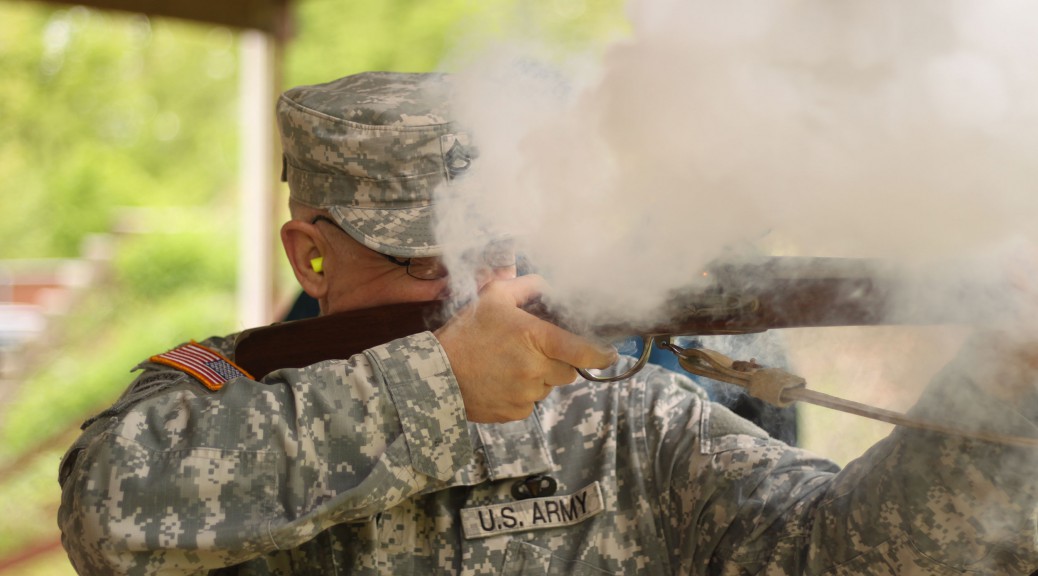 A senior noncommissioned officer fires a Charleville Musket during the recently completed Military History Instructor’s Course Range. The French-made muskets were used during the American Revolutionary War, according to Military Heritage.com. American Soldiers received them after France answered a desperate U.S. plea for assistance.