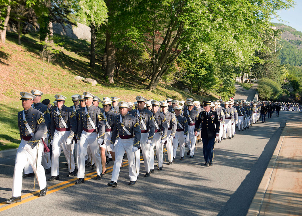 Tactical NCOs and Tactical Officers, lead the U.S. Military Academy Class of 2015 as they march to their graduation ceremony at Michie Stadium at West Point, May 23, 2015. Gen. Martin E. Dempsey, 18th Chairman of the Joint Chiefs of Staff served as the commencement speaker for West Point’s 217th graduating class. (U.S. Army photo by John Pellino)